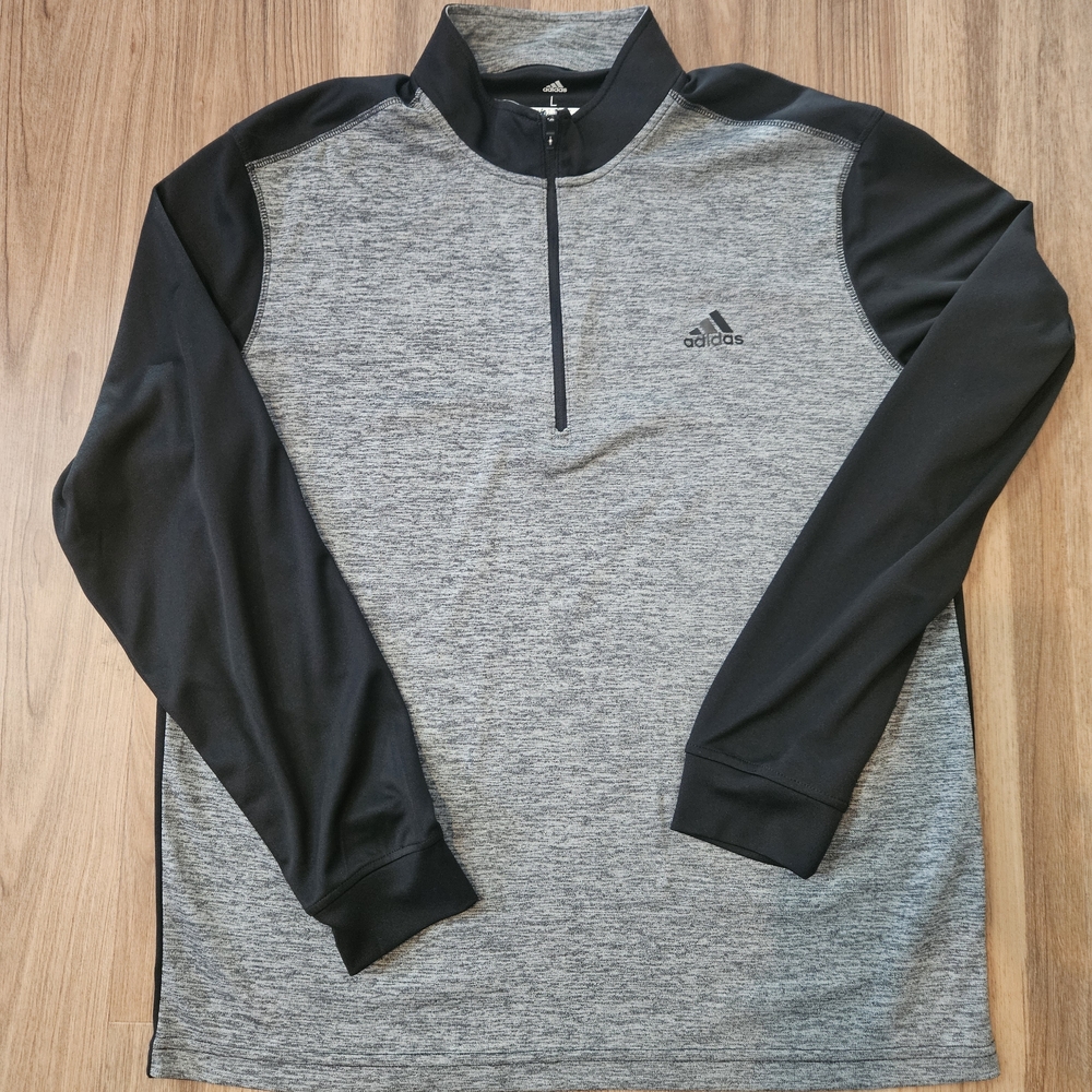 Adidas Black and Gray Men's Quarter Zip Golf Sweatshirt Size Lg